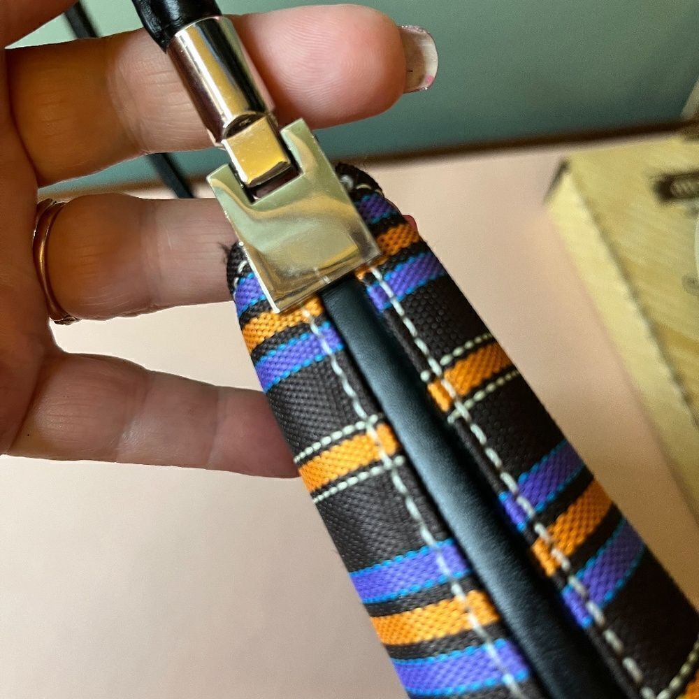 Vintage Kate Spade New York Shoulder Purse Bag Multiple Fall Color Striped Great - Picture 7 of 16